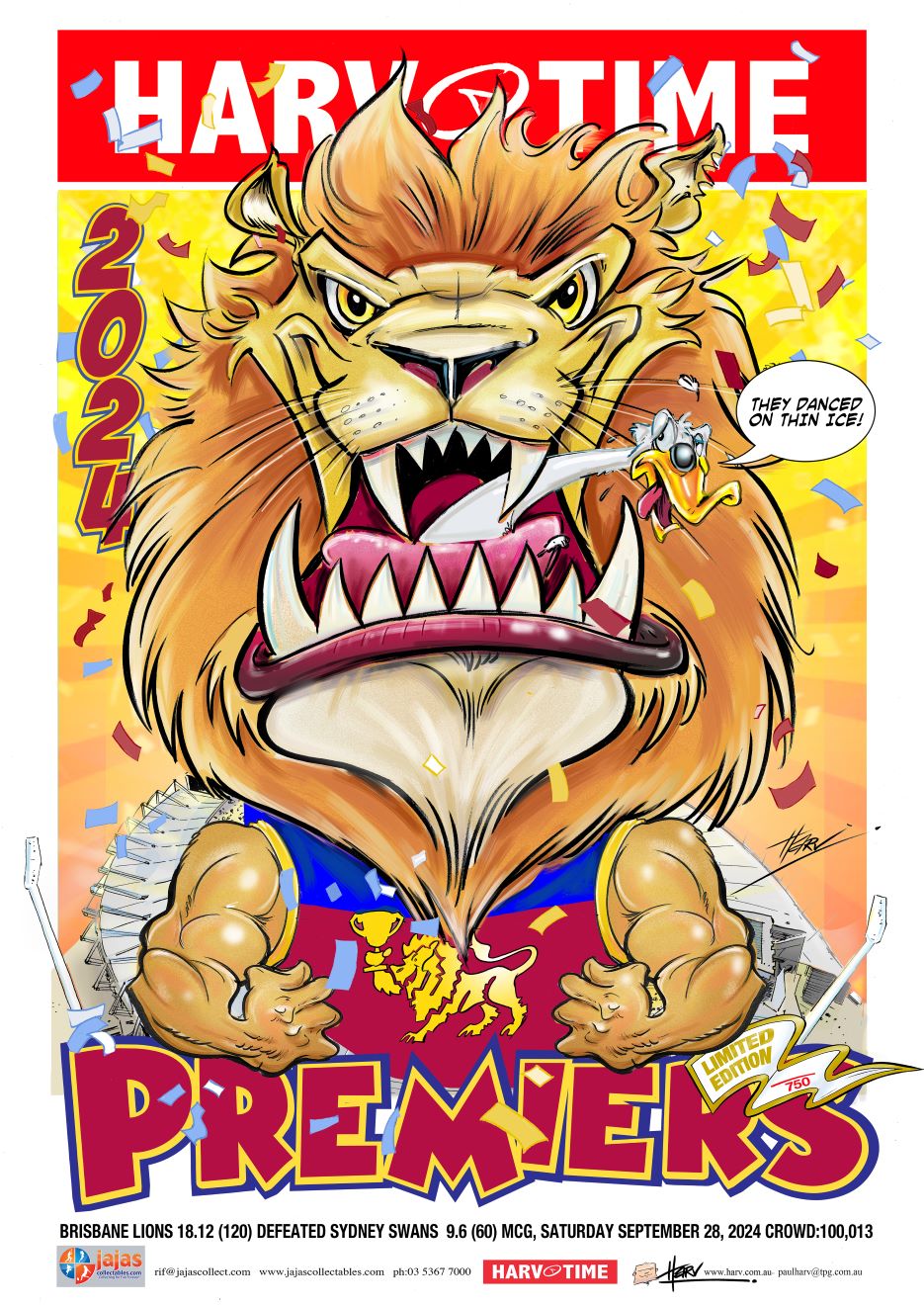 Brisbane Lions 2024 Premiership Poster, Harv Time