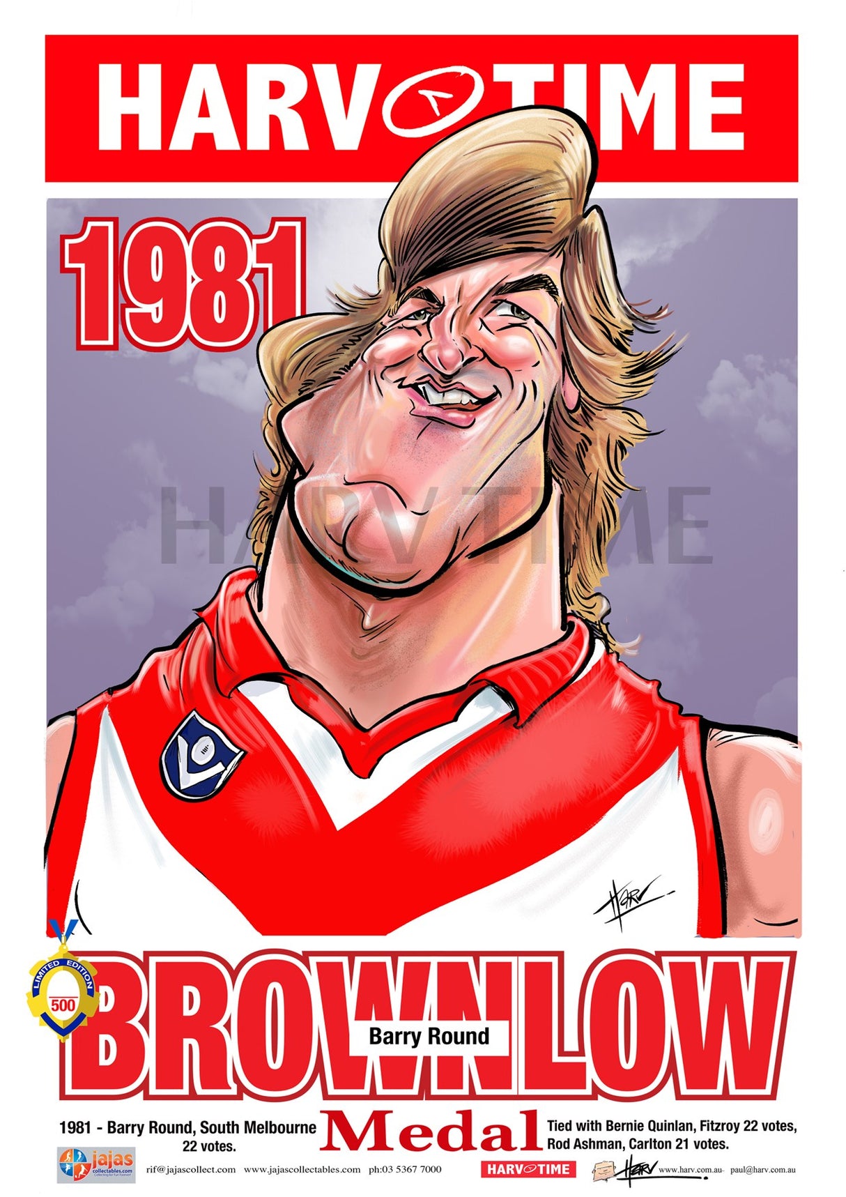 Barry Round, 1981 Brownlow, Harv Time Poster