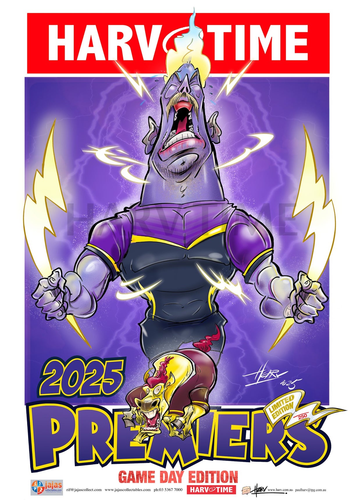 Melbourne Storm 2025 NRL Premiership Poster, GAME DAY, Harv Time