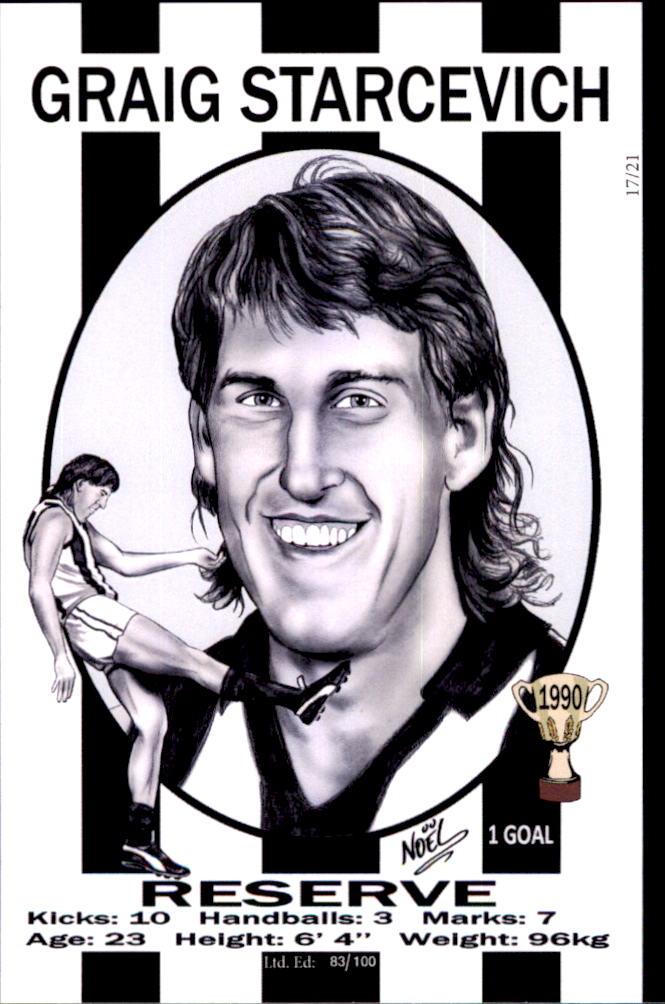 Collingwood Magpies 1990 Premiers Card Set by Noel