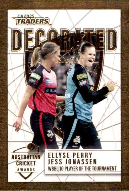 Ellyse Perry, Jess Jonassen, Decorated, 2025-26 TGI TLA CA Cricket Traders