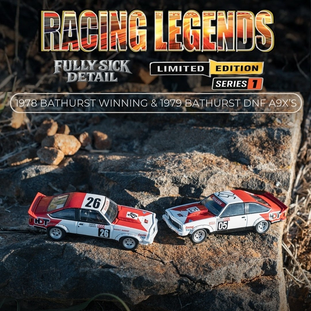 Oz Wheels Racing Legends FSD, Bathurst Twin Set - #05 1978 Winner & #26 Holden A9X Torana, 1:64 Scale Diecast Car