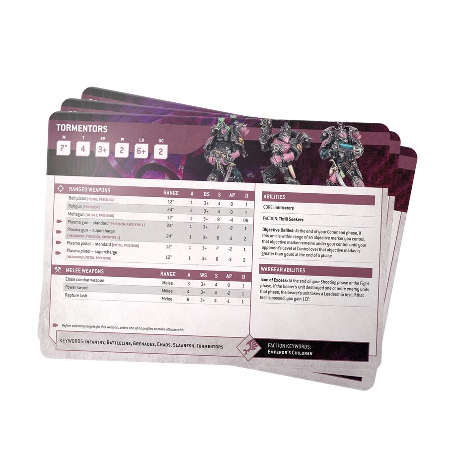 Warhammer 40,000 - 37-03, Datasheet Cards: Emperors Children