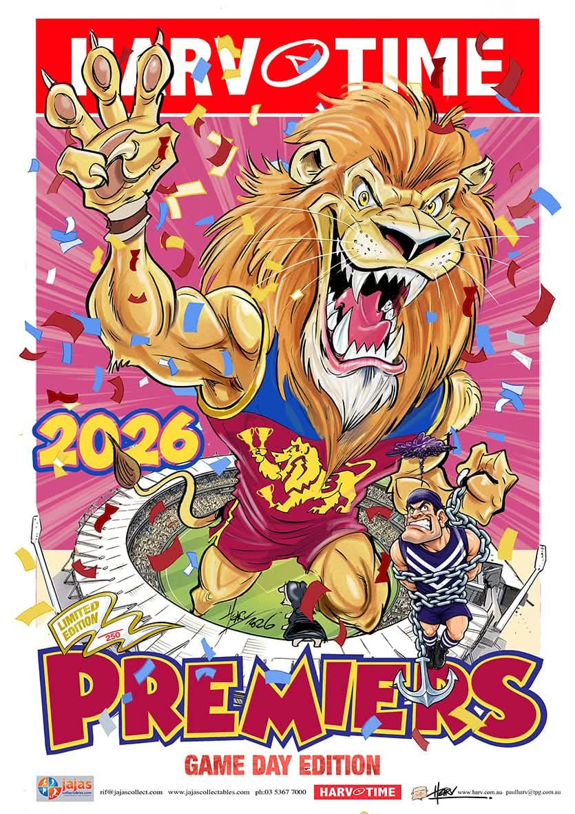 Brisbane Lions 2026 Premiership Poster, GAME DAY, Harv Time