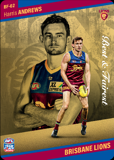 Harris Andrews, BF-02, GOLD Best & Fairest, 2024 Teamcoach AFL