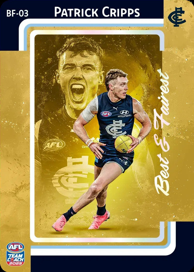 Patrick Cripps, BF-03, GOLD Best & Fairest, 2025 Teamcoach AFL