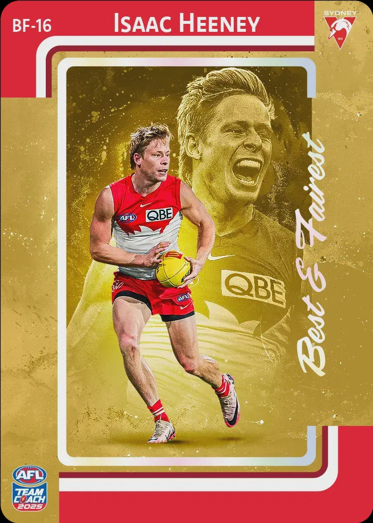 Isaac Heeney, BF-16, GOLD Best & Fairest, 2025 Teamcoach AFL