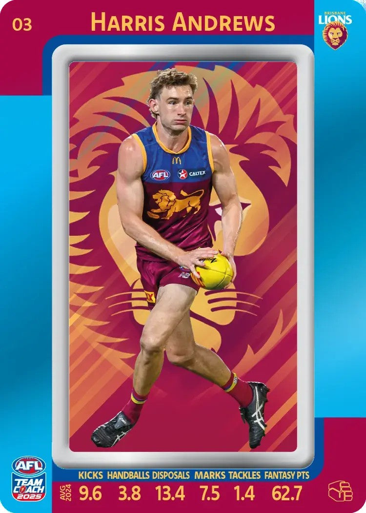 Harris Andrews, #03, Blue Parallel, 2025 Teamcoach AFL