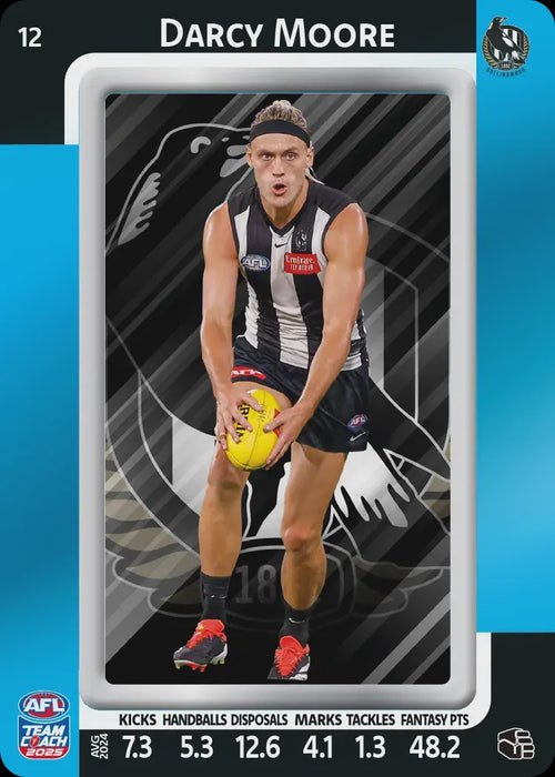Darcy Moore, #12, Blue Parallel, 2025 Teamcoach AFL