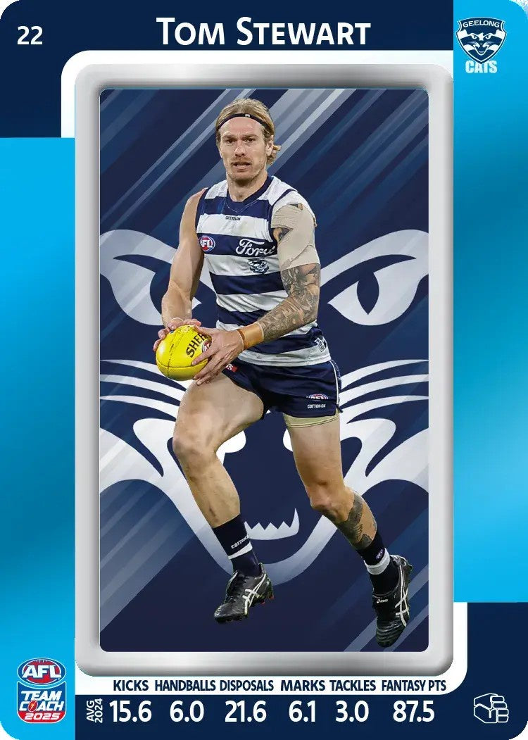 Tom Stewart, #22, Blue Parallel, 2025 Teamcoach AFL