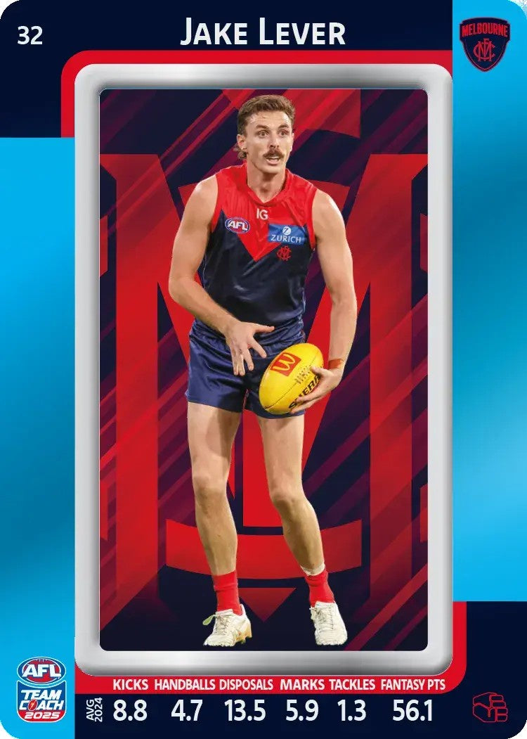 Jake Lever, #32, Blue Parallel, 2025 Teamcoach AFL