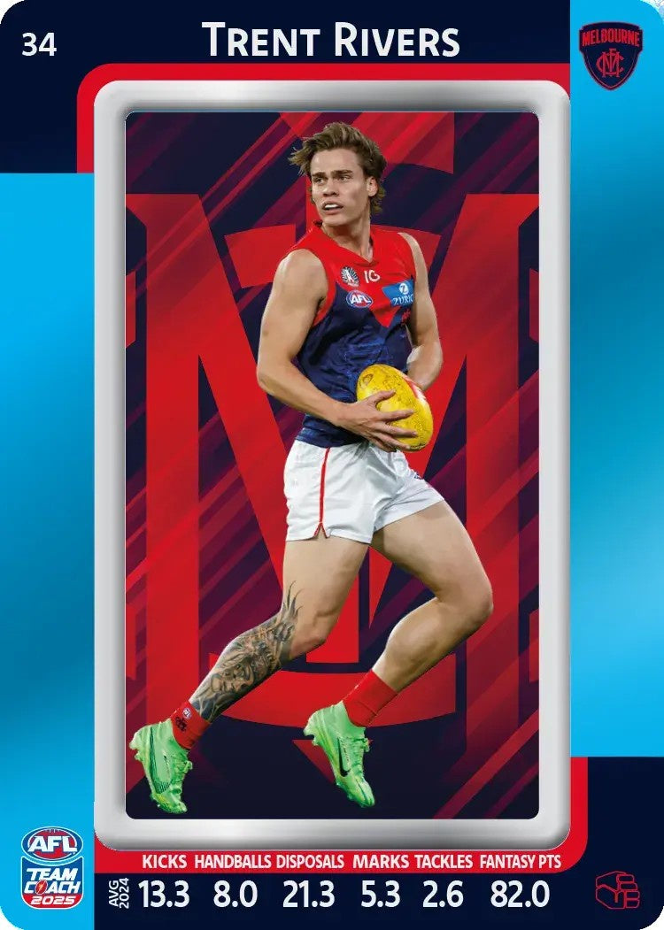 Trent Rivers, #34, Blue Parallel, 2025 Teamcoach AFL