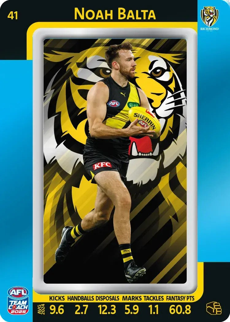 Noah Balta, #41, Blue Parallel, 2025 Teamcoach AFL