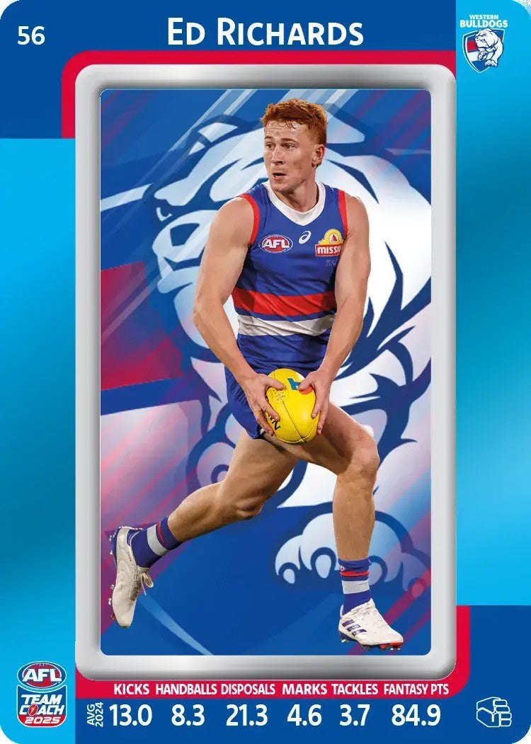 Ed Richards, #56, Blue Parallel, 2025 Teamcoach AFL