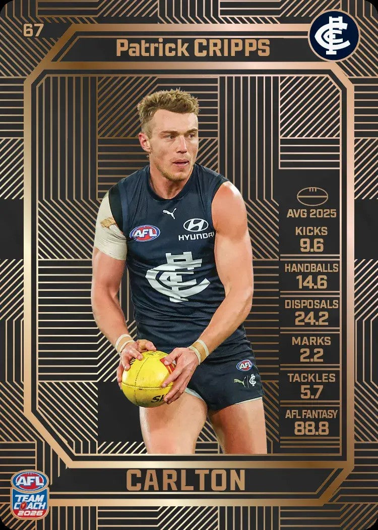 Patrick Cripps, #67, Bronze, 2026 Teamcoach AFL