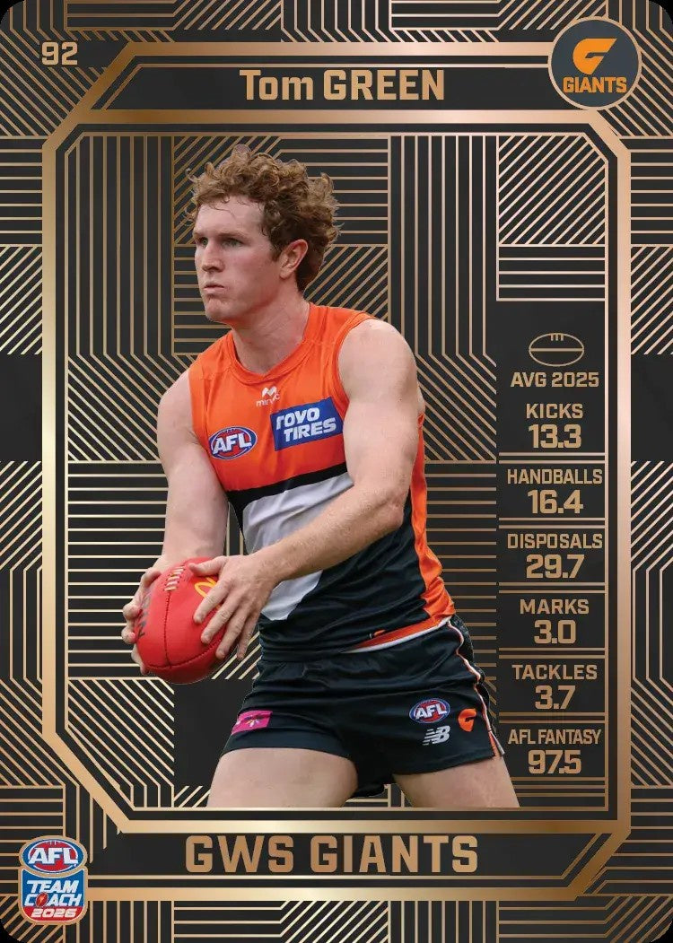 Tom Green, #92, Bronze, 2026 Teamcoach AFL