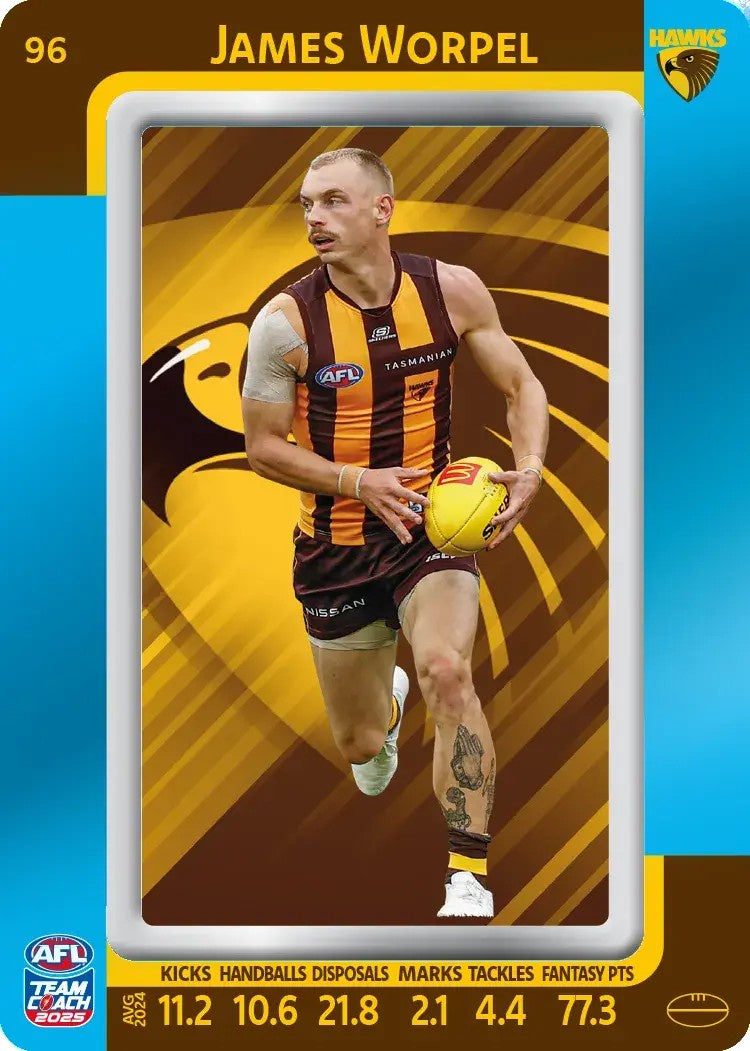James Worpel, #96, Blue Parallel, 2025 Teamcoach AFL