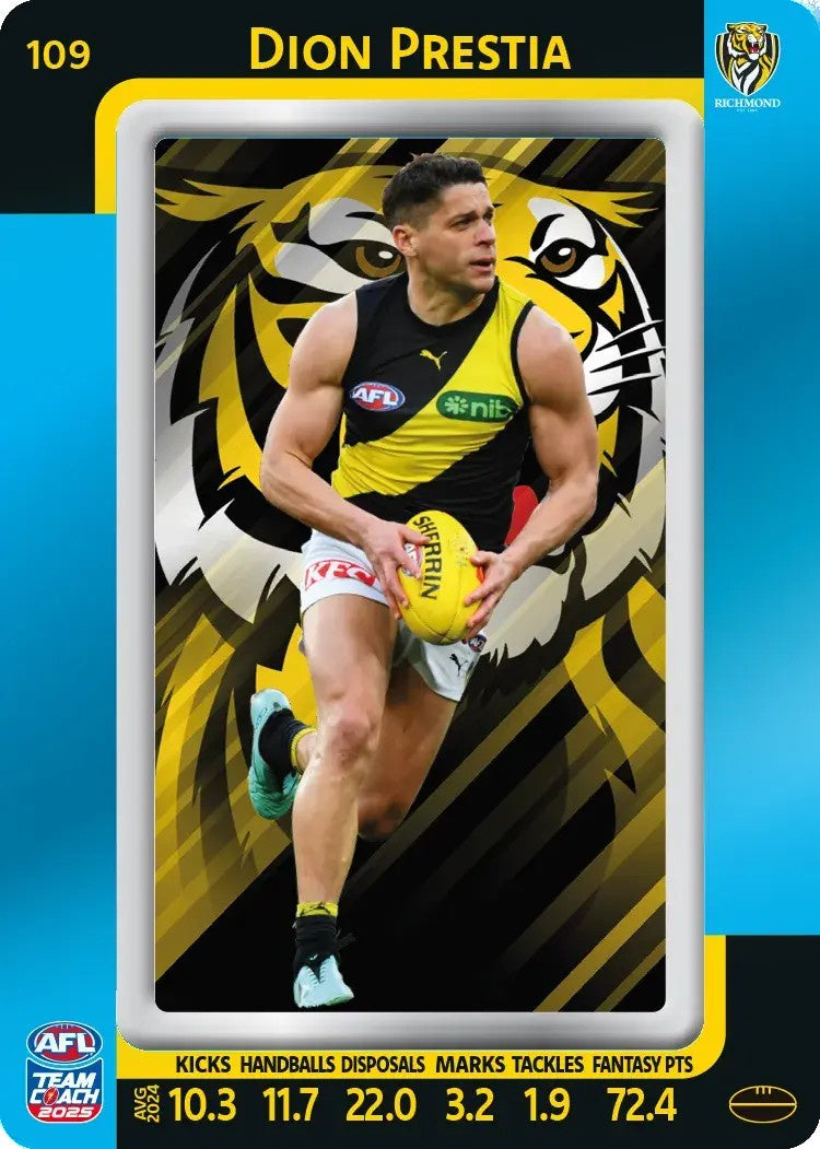 Dion Prestia, #109, Blue Parallel, 2025 Teamcoach AFL