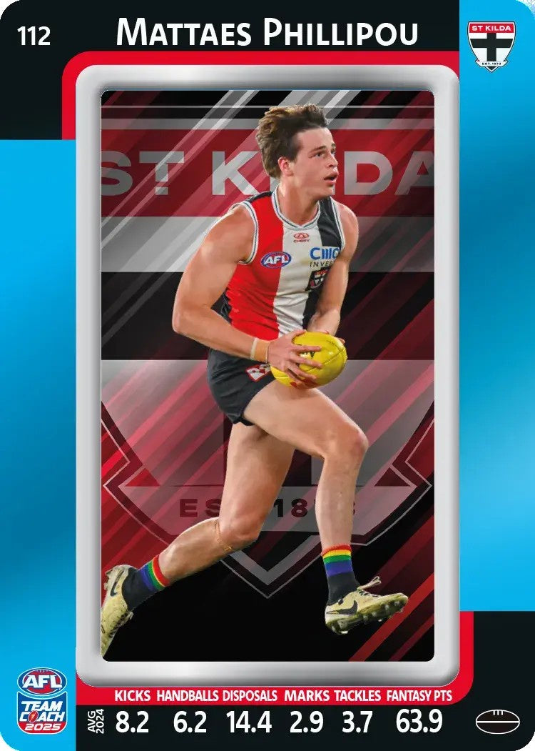 Mattaes Phillipou, #112, Blue Parallel, 2025 Teamcoach AFL