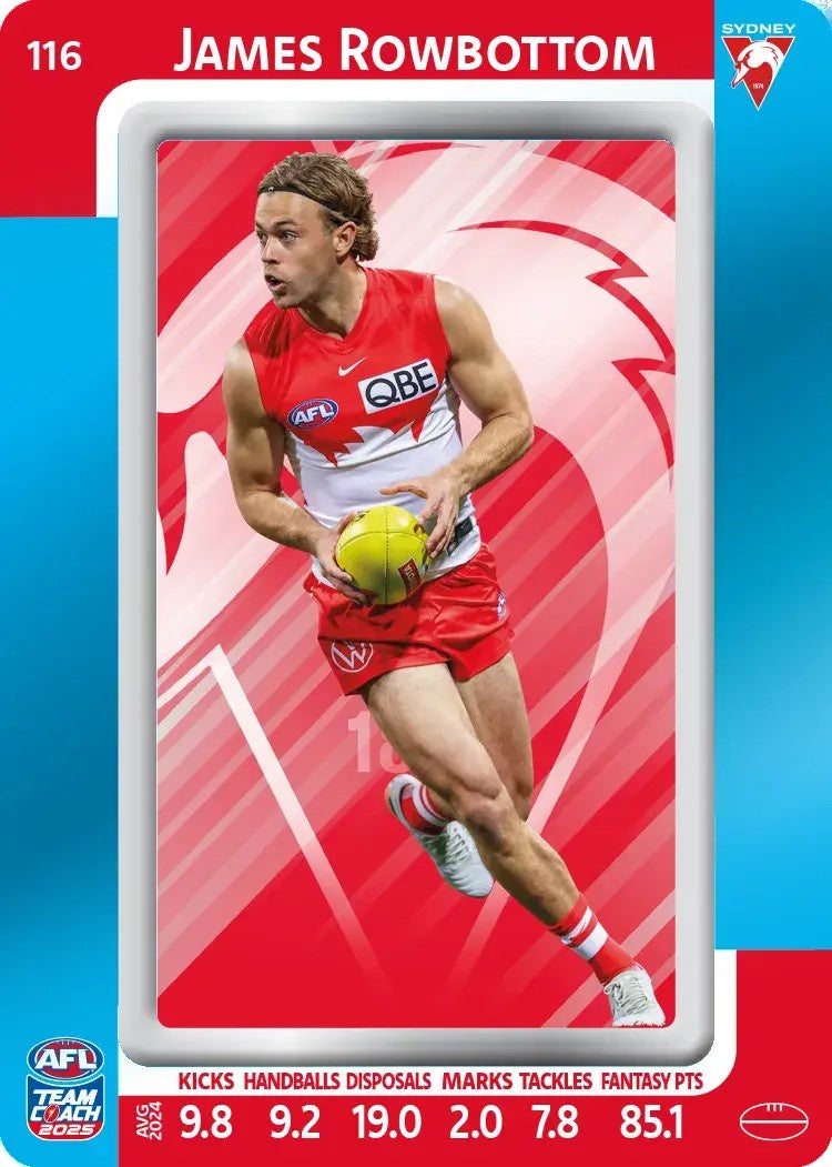 James Rowbottom, #116, Blue Parallel, 2025 Teamcoach AFL