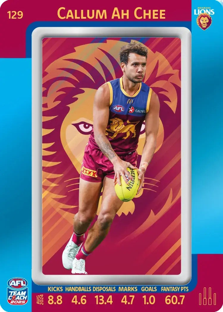 Callum Ah Chee, #129, Blue Parallel, 2025 Teamcoach AFL