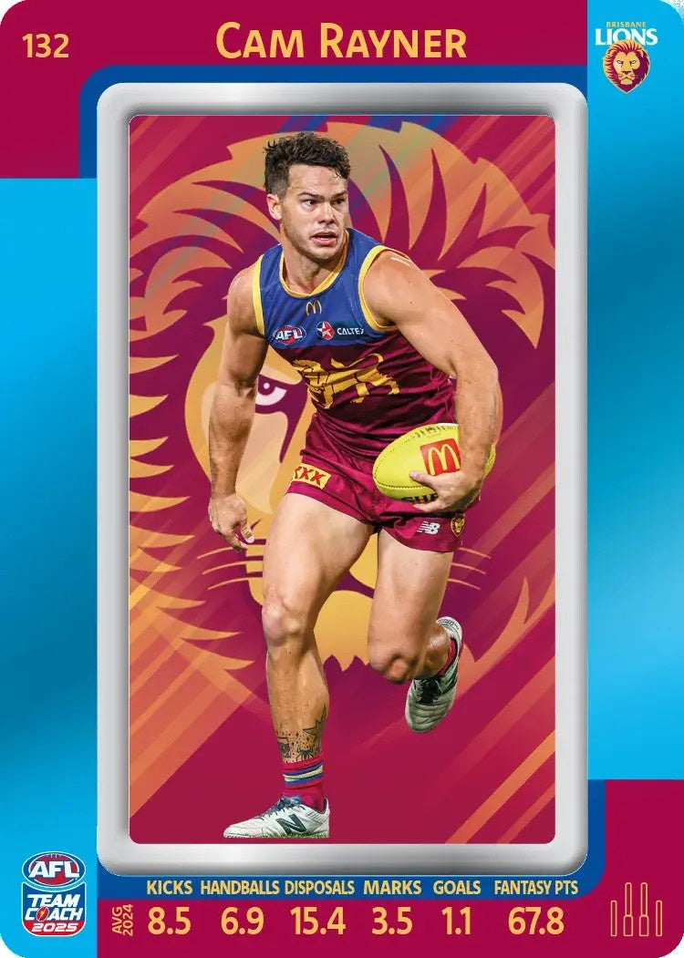 Cam Rayner, #132, Blue Parallel, 2025 Teamcoach AFL