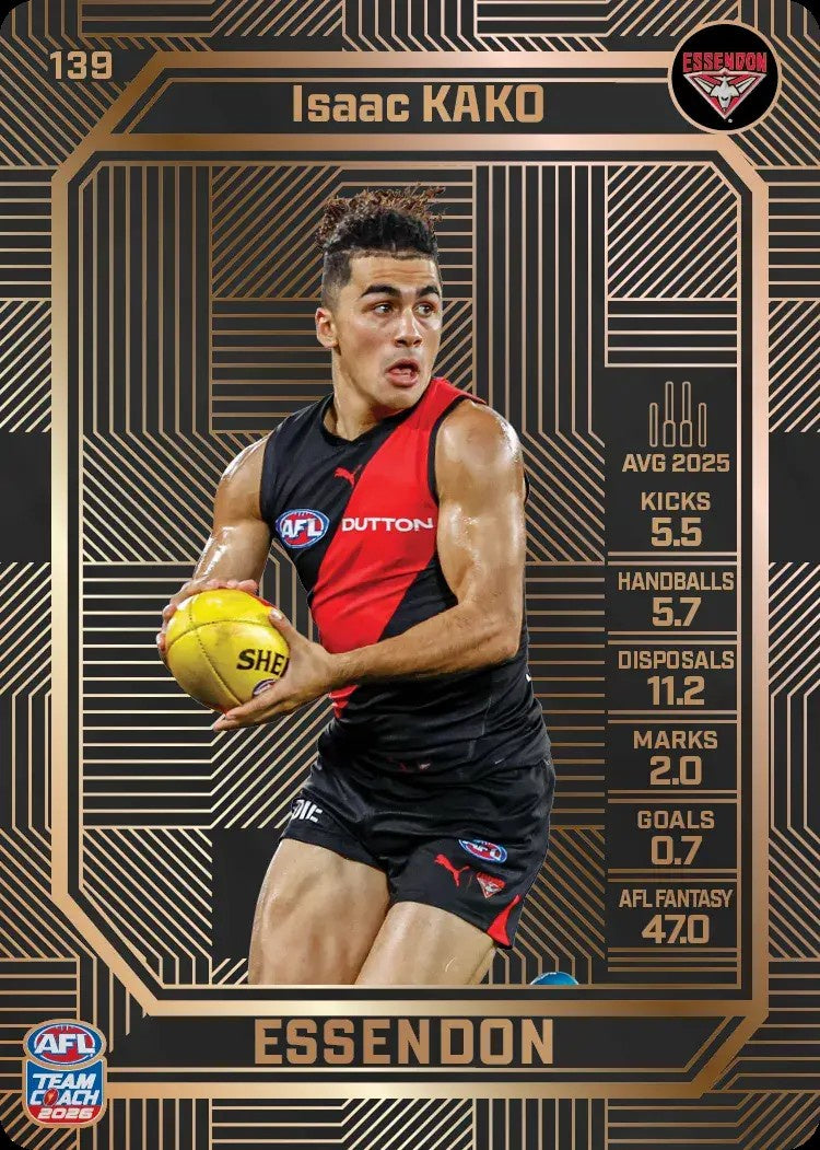 Isaac Kako, #139, Bronze, 2026 Teamcoach AFL
