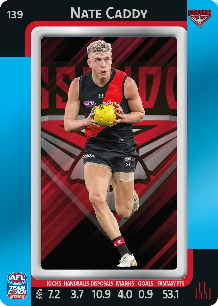 Nate Caddy, #139, Blue Parallel, 2025 Teamcoach AFL