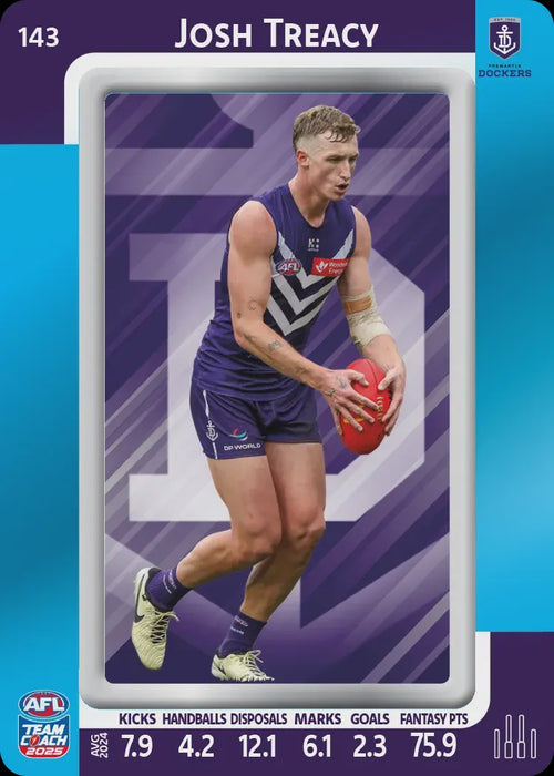 Josh Treacy, #143, Blue Parallel, 2025 Teamcoach AFL