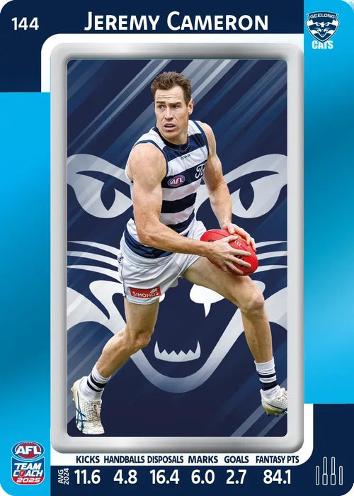 Jeremy Cameron, #144, Blue Parallel, 2025 Teamcoach AFL