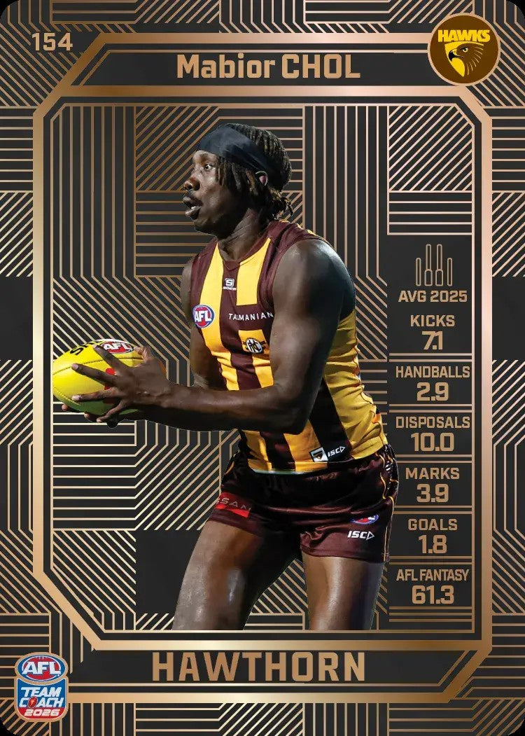 Mabior Chol, #154, Bronze, 2026 Teamcoach AFL