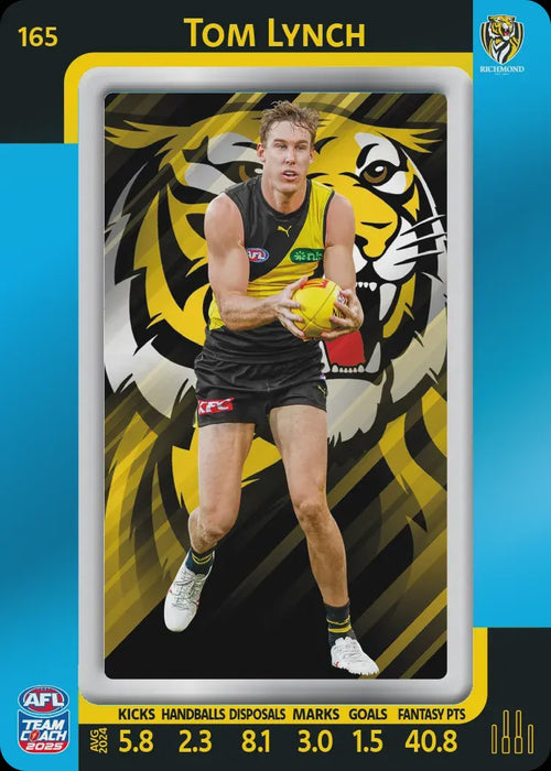 Tom Lynch, #165, Blue Parallel, 2025 Teamcoach AFL