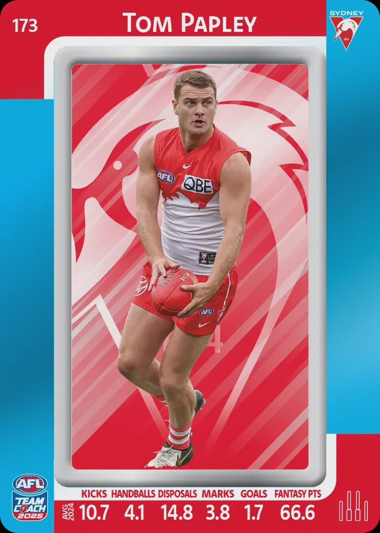Tom Papley, #173, Blue Parallel, 2025 Teamcoach AFL