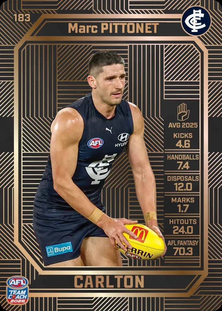 Marc Pittonet, #183, Bronze, 2026 Teamcoach AFL