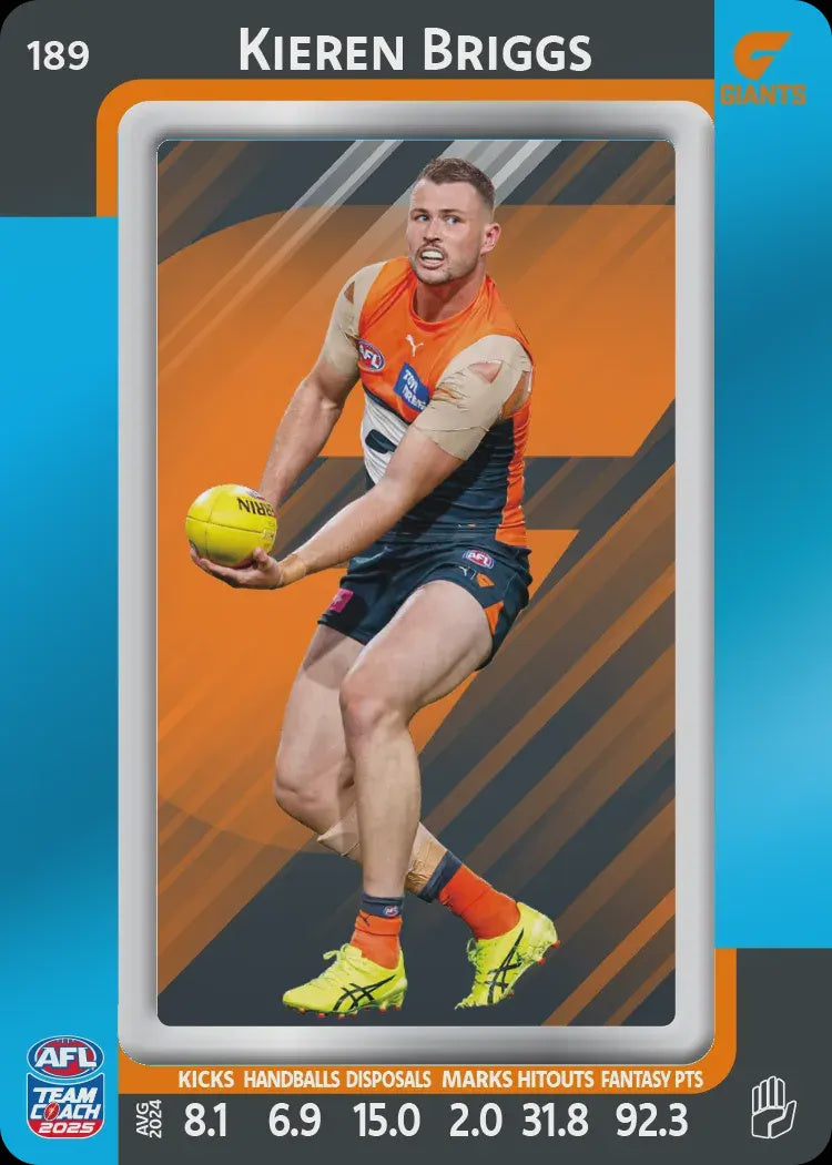 Kieren Briggs, #189, Blue Parallel, 2025 Teamcoach AFL