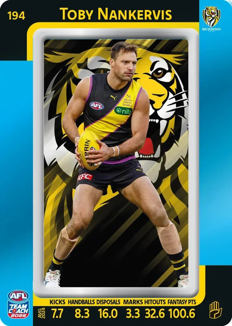 Toby Nankervis, #194, Blue Parallel, 2025 Teamcoach AFL