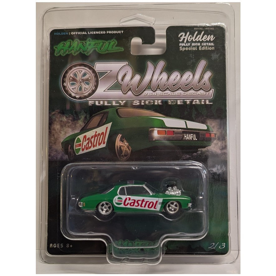 Oz Wheels - Castrol Hanful Monaro Fully Sick Detail in Protector, 1:64 Scale Diecast Car
