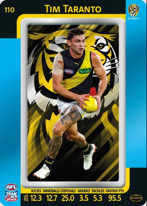 Tim Taranto, #110, Blue Parallel, 2025 Teamcoach AFL