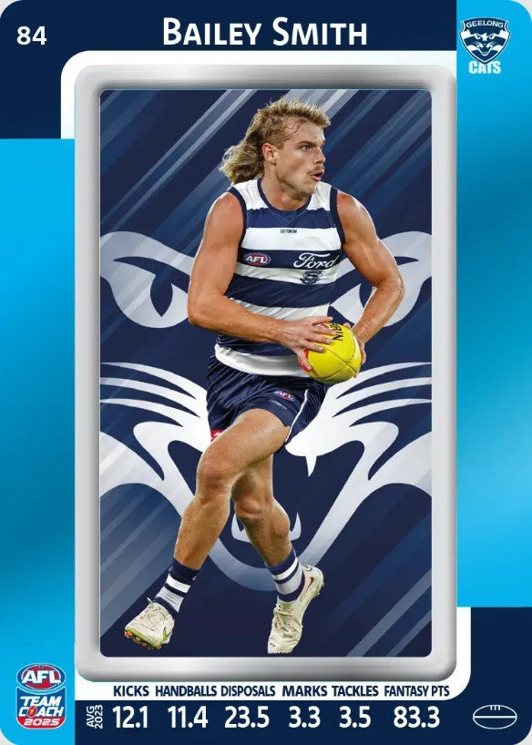 Bailey Smith, #84, Blue Parallel, 2025 Teamcoach AFL