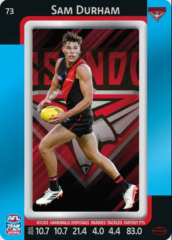 Sam Durham, #73, Blue Parallel, 2025 Teamcoach AFL