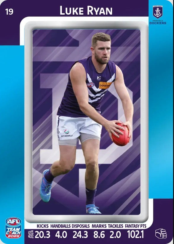 Luke Ryan, #19, Blue Parallel, 2025 Teamcoach AFL