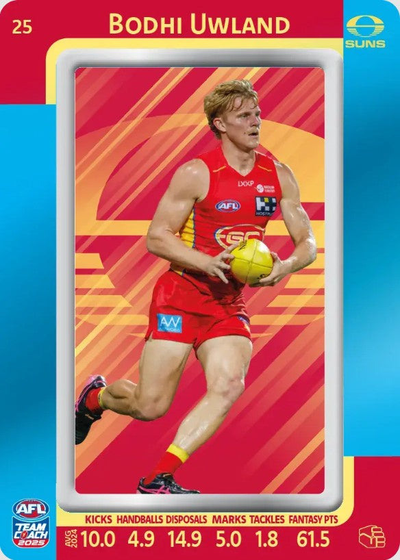 Bodhi Uwland, #25, Blue Parallel, 2025 Teamcoach AFL