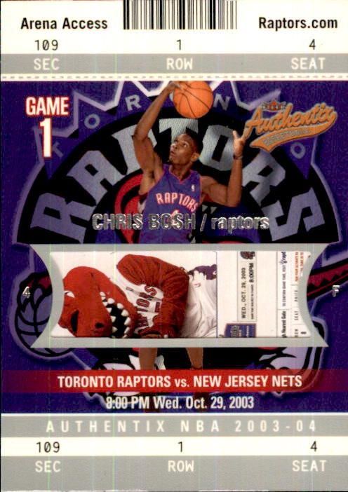 Chris Bosh, RC, Arena Access, 2003-04 Fleer Authentix Basketball NBA