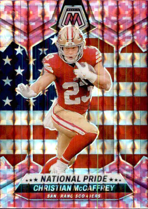 Christian McCaffrey, National Pride, Pink Prizm, 2024 Panini Mosaic Football NFL