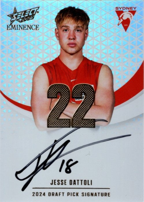 Jesse Dattoli, Gold Draft Pick Signature, 2025 Select AFL Eminence