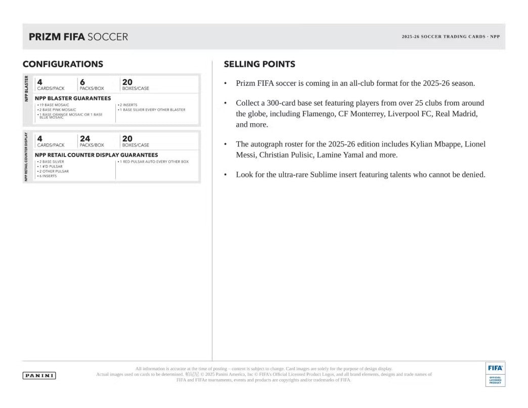 2025-26 Panini Prizm FIFA Soccer Blaster Box