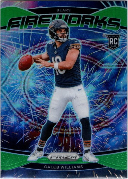 Caleb Williams, RC, Fireworks Green Prizm, 2024 Panini Prizm Football NFL