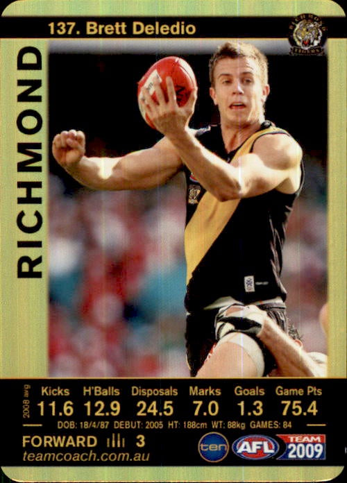 Brett Deledio, Gold, 2009 Teamcoach AFL