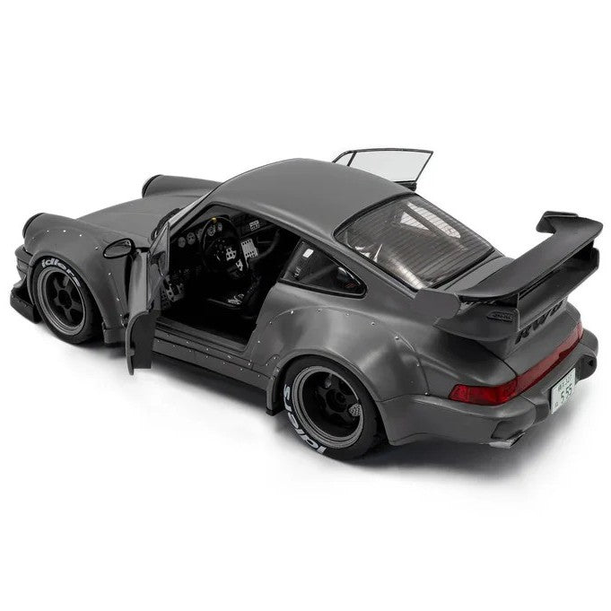 2024 Porsche RWB Body Kit Nargo Grey w/Akira Nakai Figure, 1:18 Scale Diecast Car