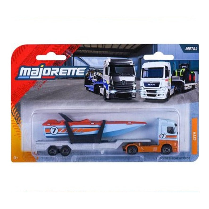 Majorette Transporter - Mercedes-Benz Actros - Speed Boat, 1:87 Scale Diecast Truck